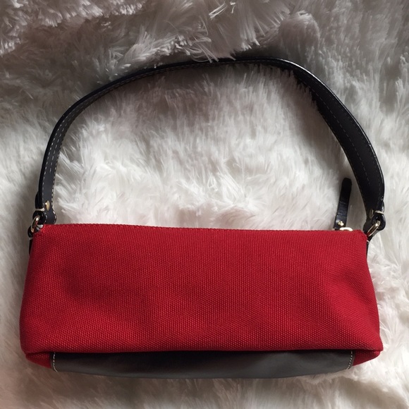 Kate Spade Red Canvas Blue Leather Bag - Picture 6 of 7